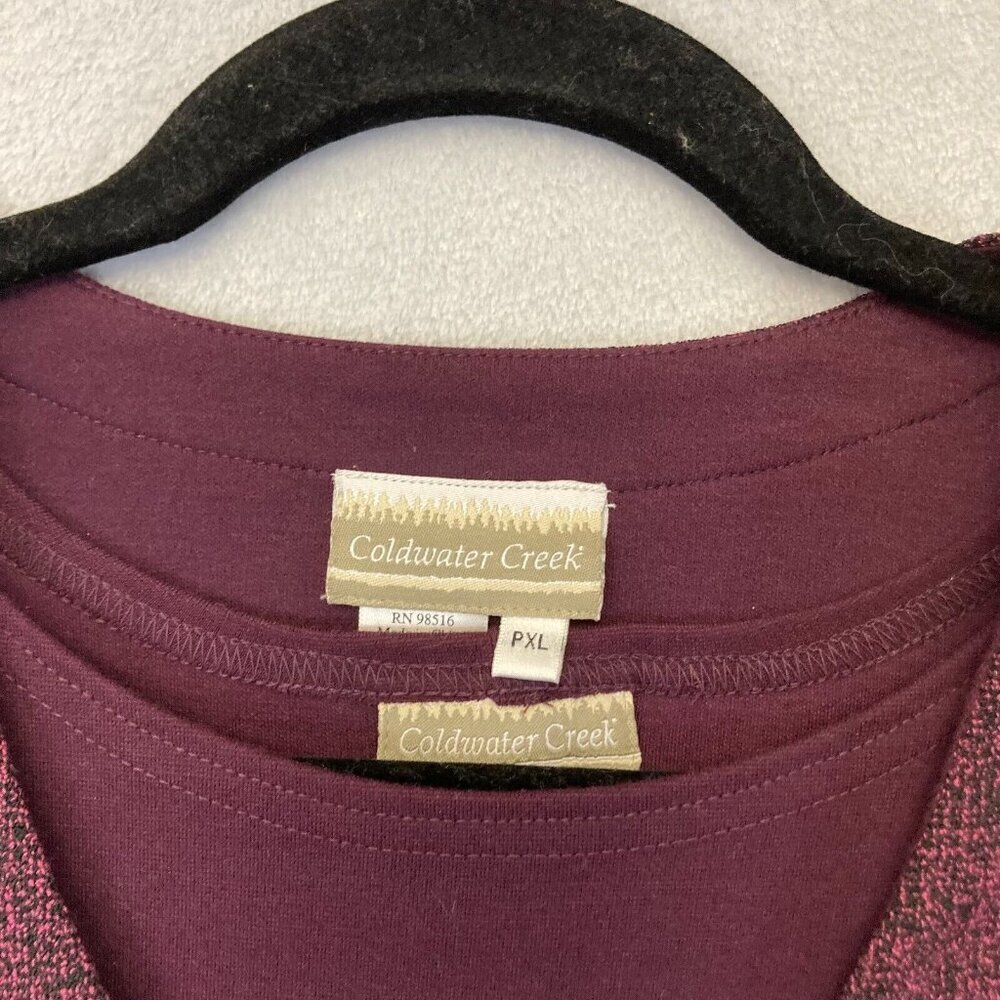 Coldwater Creek Maxi Dress & Cardigan Sweater Set PXL Burgundy Modest XL Petite - Picture 5 of 16